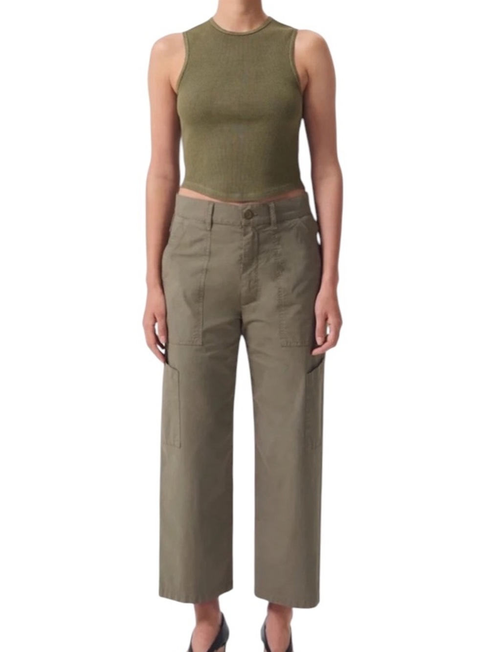 AGOLDE Cotton Women's High Rise Daria Utility Pant Olive Green Size 28 - Picture 14 of 14